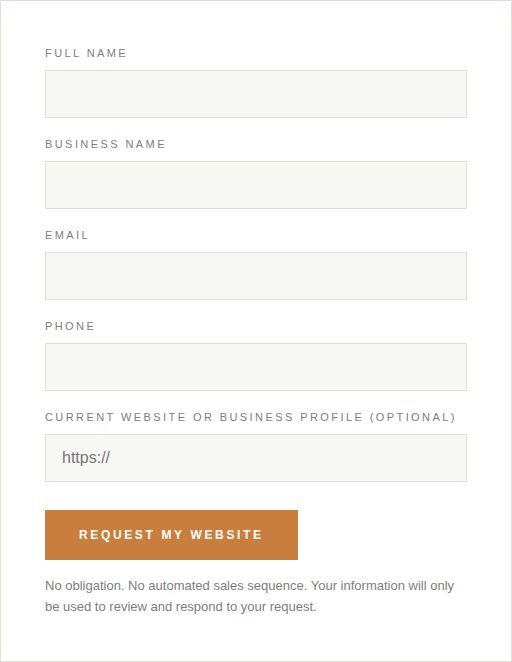The website request form
